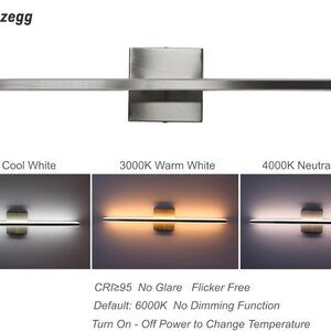 24” Bathroom Vanity Light Fixture Chrome Modern LED Vanity Light Makeup Mirror